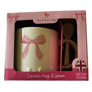 NWT-HARVEST GREEN STUDIO-CERAMIC MUG AND SPOON-BRITISH DESIGN